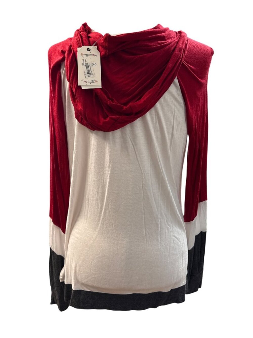 HIPPIE ROSE Lightweight Colorblock Pullover Hoodie~Size XL~Red Combo NWT L2 31 - Picture 5 of 9